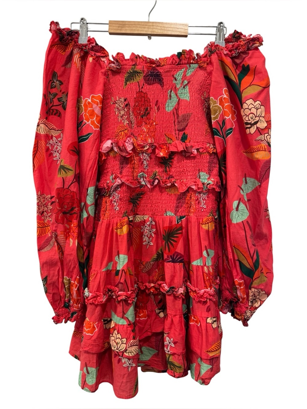 FARM Rio Coral Floral Smocked Mini Dress - Picture 4 of 6
